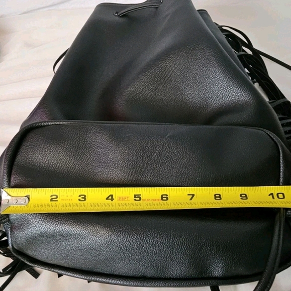 Victoria's Secret Fashion Backstage Black Faux Fur Fringe Backpack Bucket Bag - Picture 8 of 9